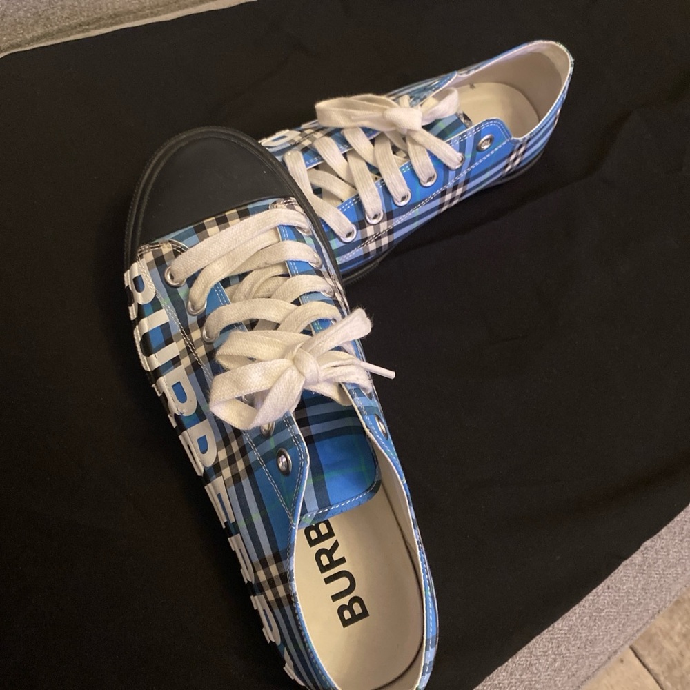 Burberry Blue Plaid Sneakers - Picture 3 of 4